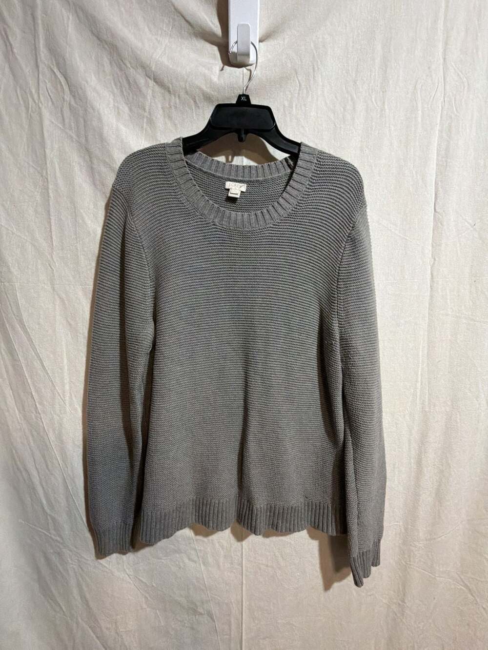 J.Crew Gray Cotton Merino Wool Crew Neck Long Sleeve Sweater